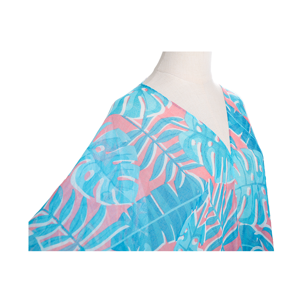 Strand-Badeanzug-Kimono für Damen aus 100 % Voile mit böhmischem Blumendruck, lockere Freizeit-Resort-Kleidung