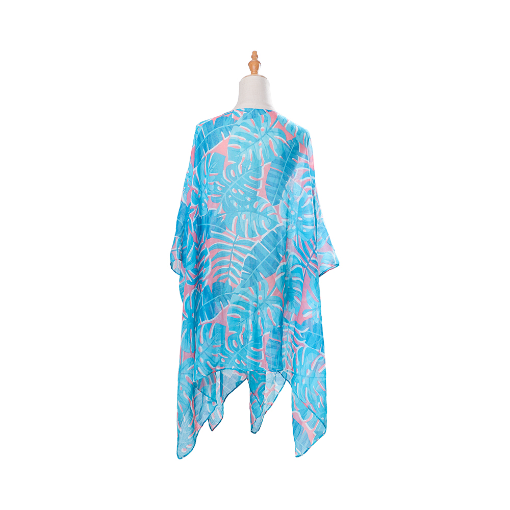 Strand-Badeanzug-Kimono für Damen aus 100 % Voile mit böhmischem Blumendruck, lockere Freizeit-Resort-Kleidung