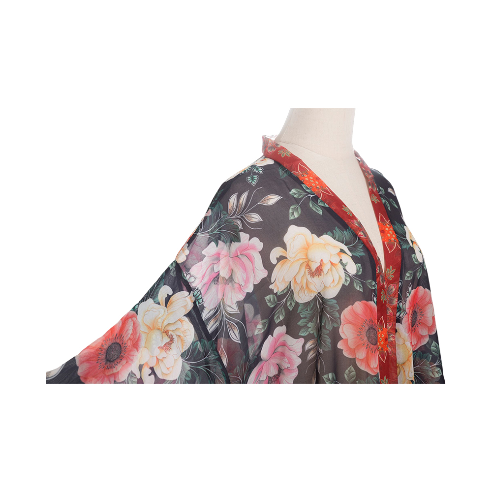 Kimonos für Damen, Sommer-Strand-Cover-Up, durchsichtige Strickjacke, Chiffon, Blumen-Cover-Up, lockere, lässige Top-Bluse