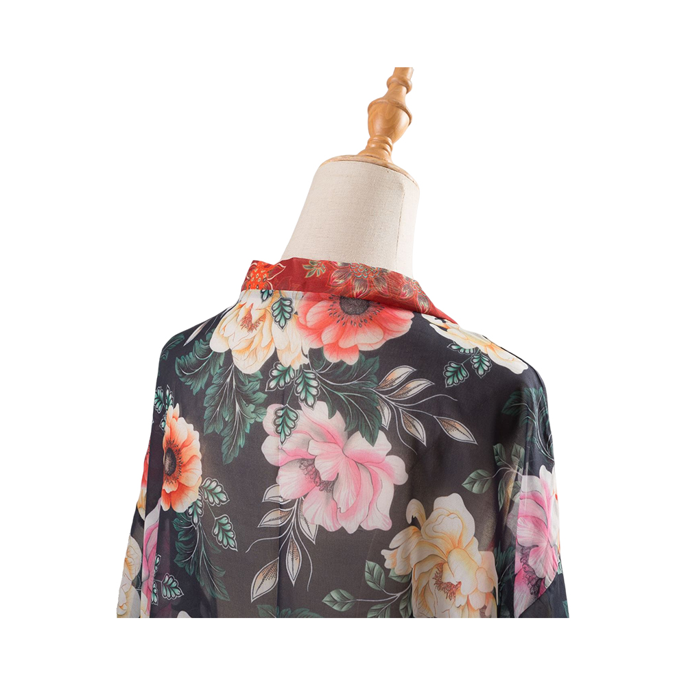 Kimonos für Damen, Sommer-Strand-Cover-Up, durchsichtige Strickjacke, Chiffon, Blumen-Cover-Up, lockere, lässige Top-Bluse